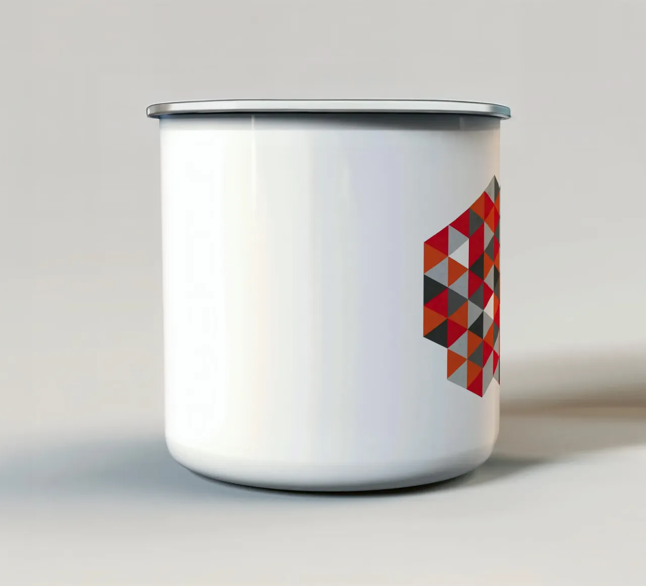 Red and Gray Geometric Triangle Pattern enamel mug by Petra Lang - Design