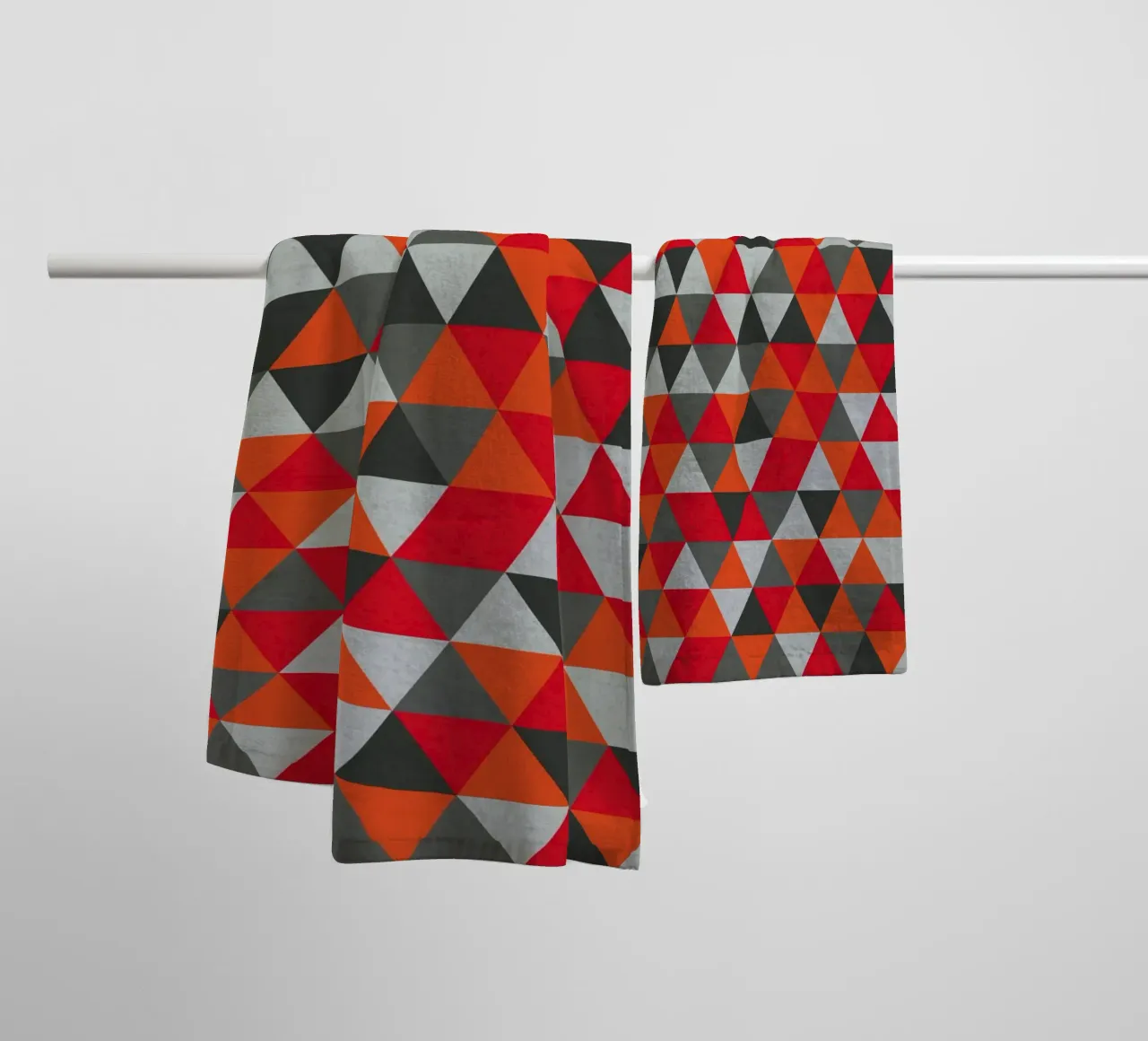 Red and Gray Geometric Triangle Pattern towel by Petra Lang - Design