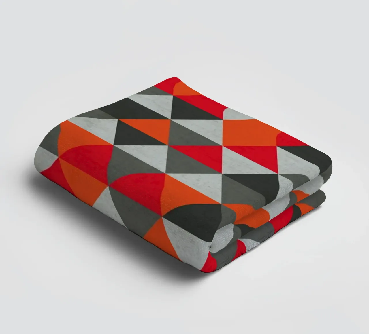 Red and Gray Geometric Triangle Pattern towel by Petra Lang - Design