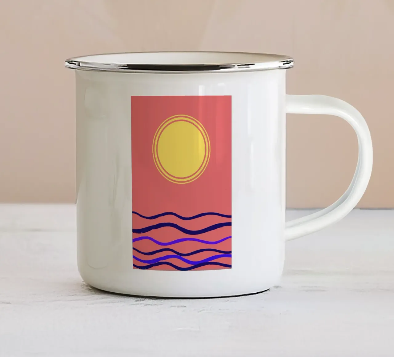 Waves & Sun tazza in smalto da Tabea Jule