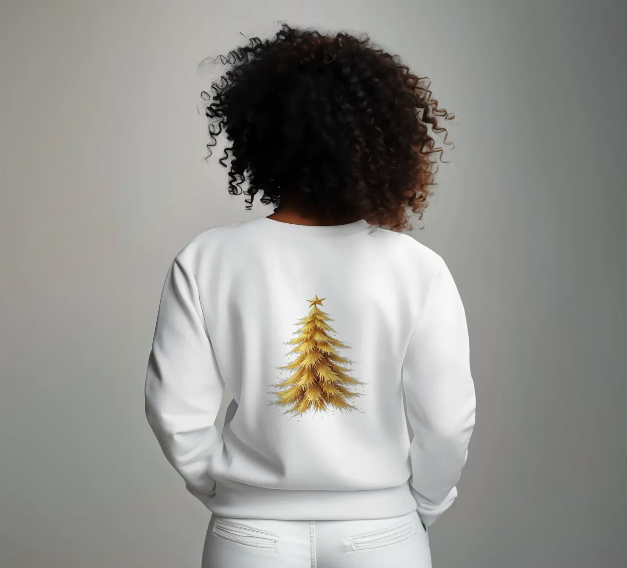 Christmas tree_gold coloured sweatshirt by Farbträume