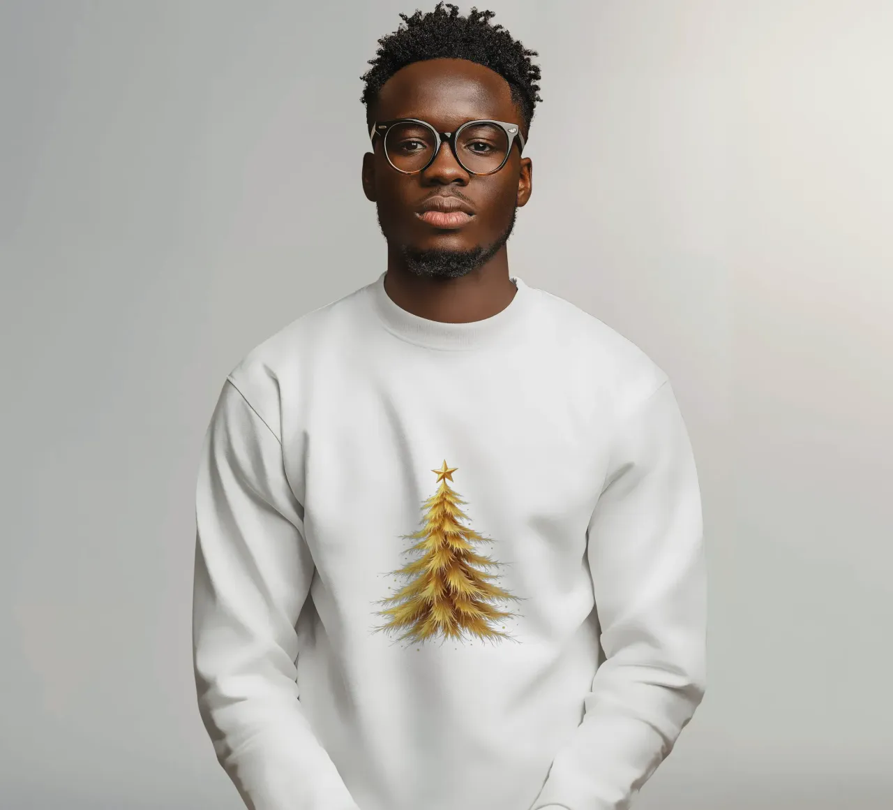Christmas tree_gold coloured sweatshirt by Farbträume