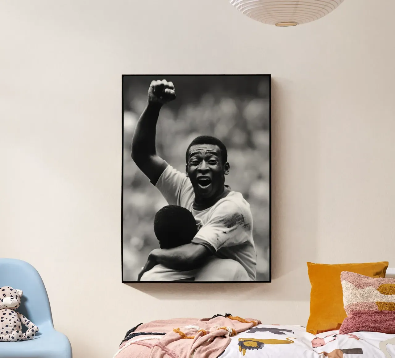 Pelé plexiglass da Black White Poster