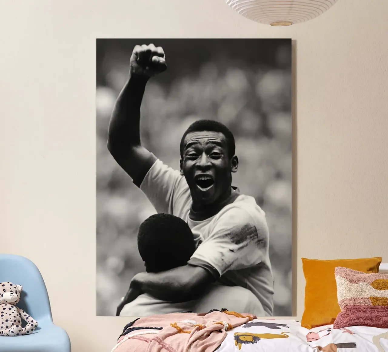 Pelé plexiglass da Black White Poster