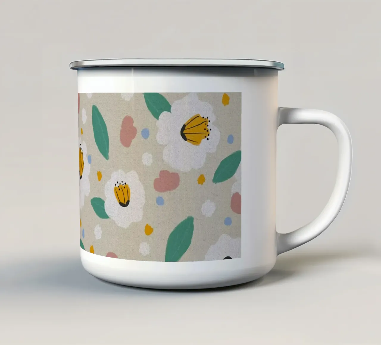 Fiori pastello tazza in smalto da Orara Studio
