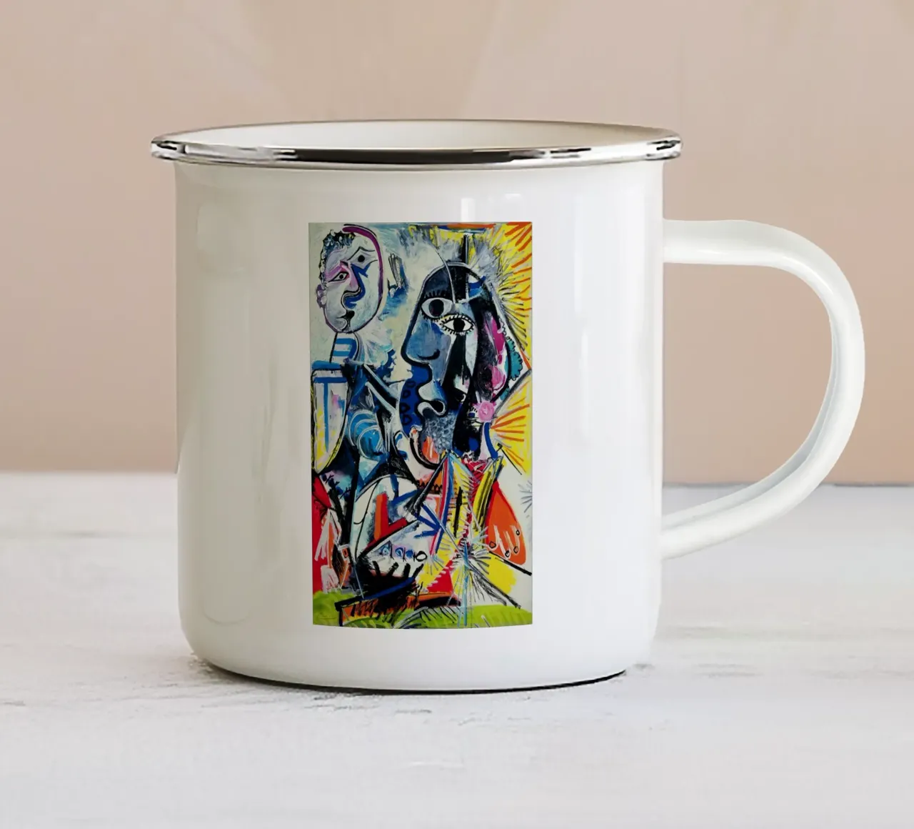 dipinto di una coppia tazza in smalto da eternal nino