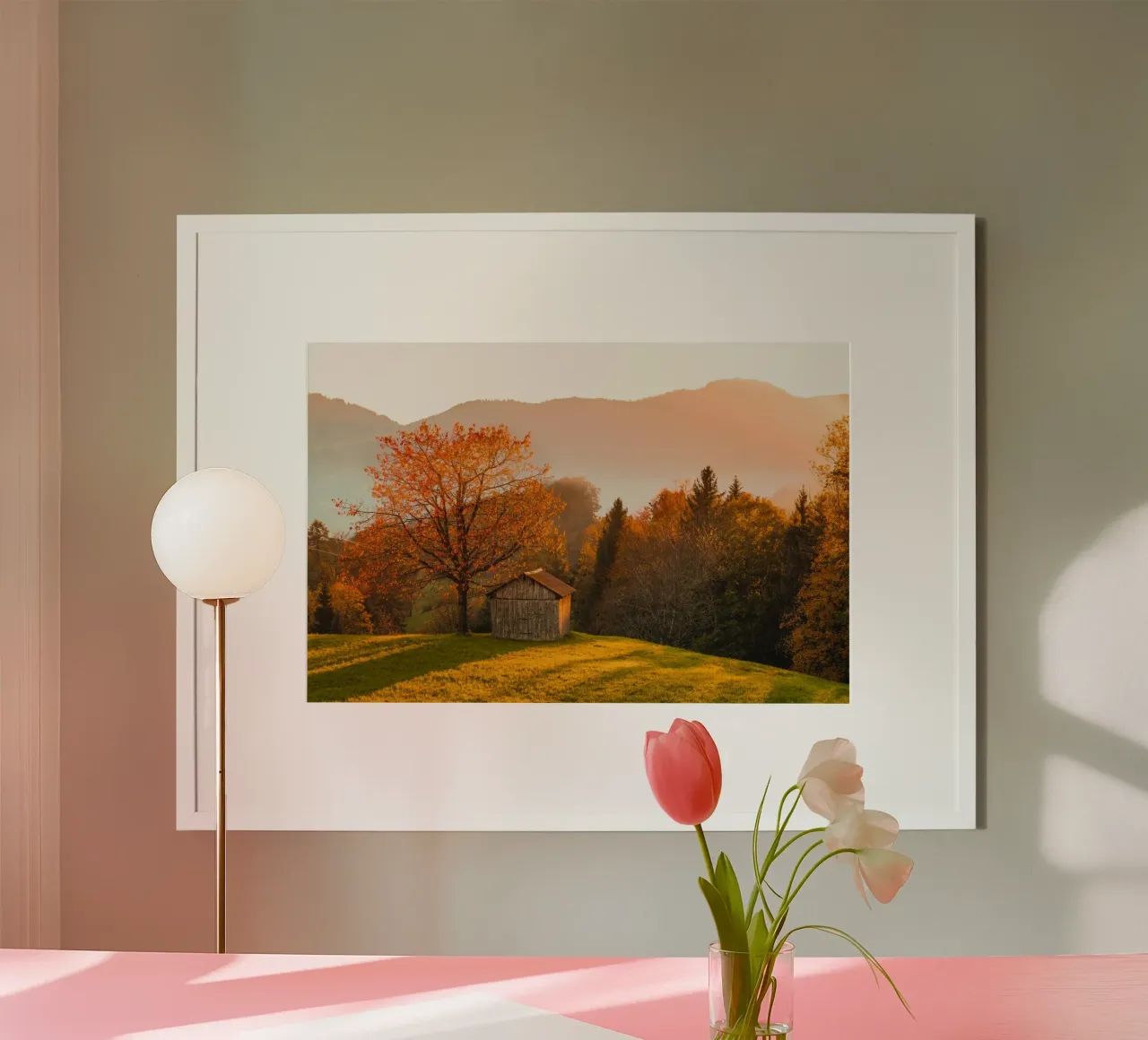 Albero d'autunno in Svizzera poster con telaio in legno da Marcel Bisig