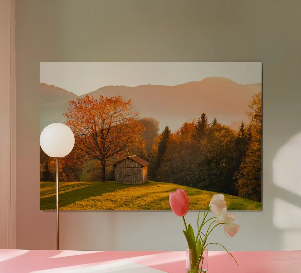 Albero d'autunno in Svizzera poster con telaio in legno da Marcel Bisig