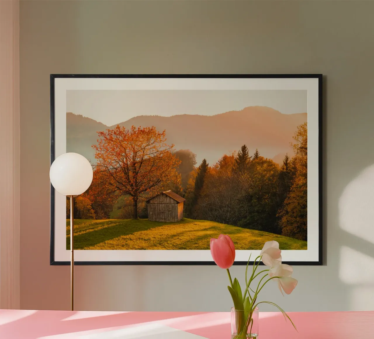 Albero d'autunno in Svizzera poster con telaio in legno da Marcel Bisig