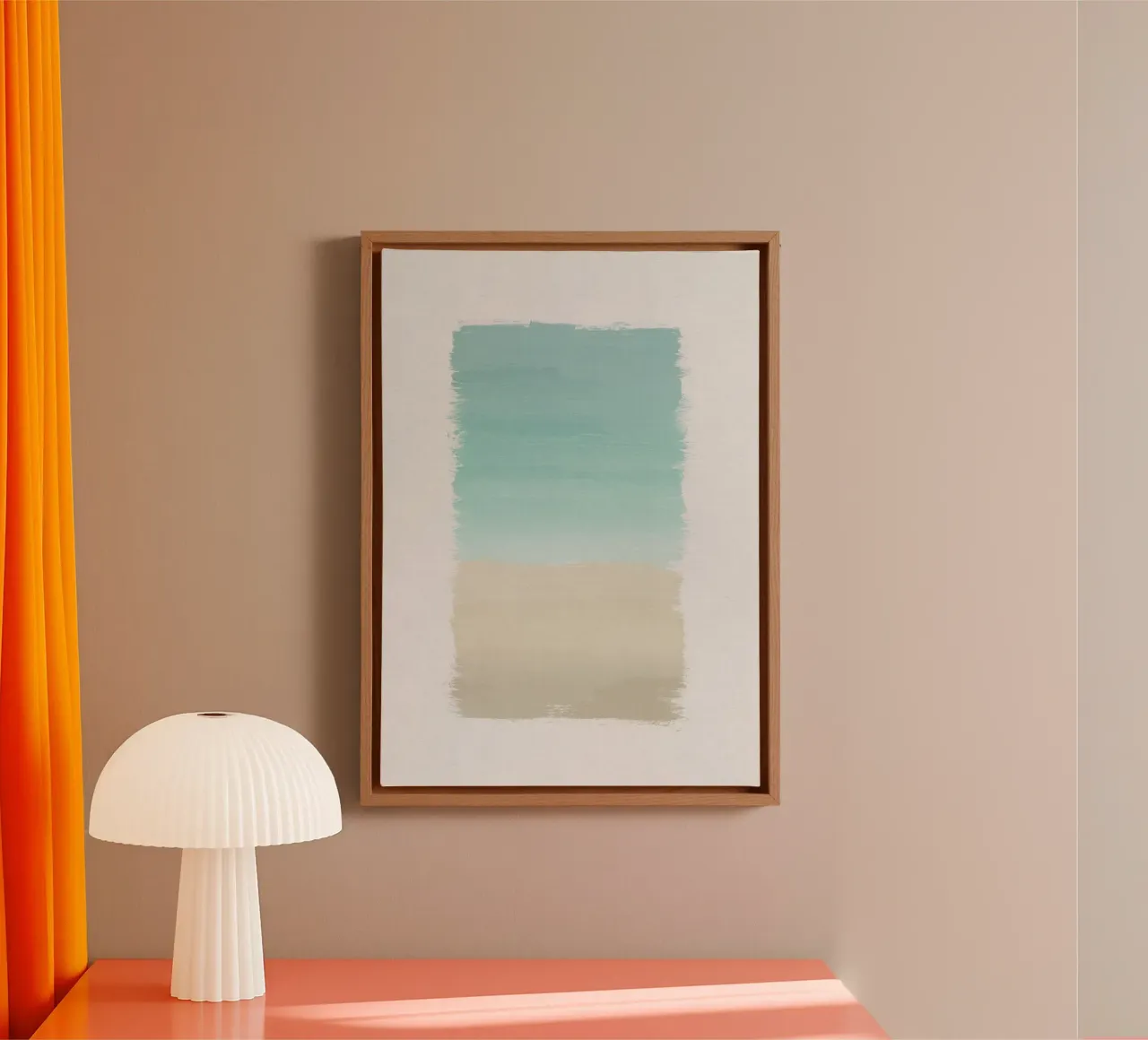 Turkoois Abstract canvas met Baklijst van Orara Studio