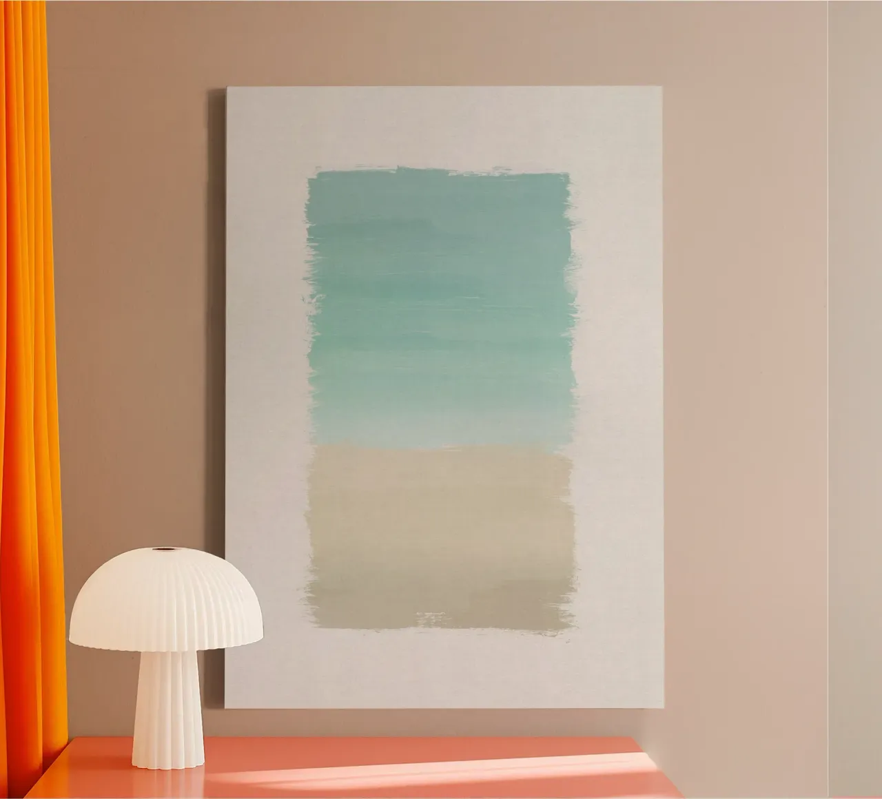 Turkoois Abstract canvas met Baklijst van Orara Studio
