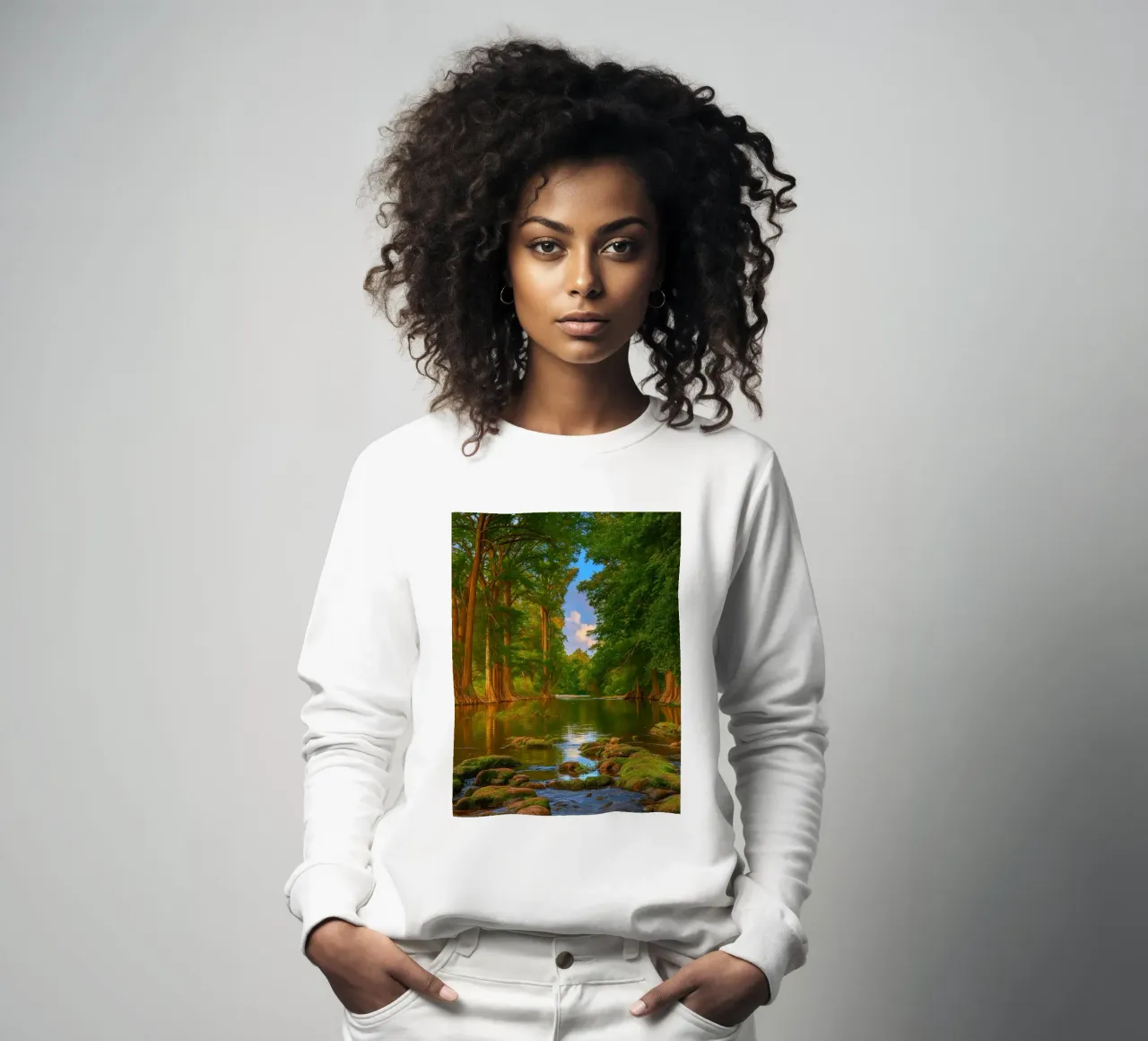 river in the forest sweatshirt by Klapadoa