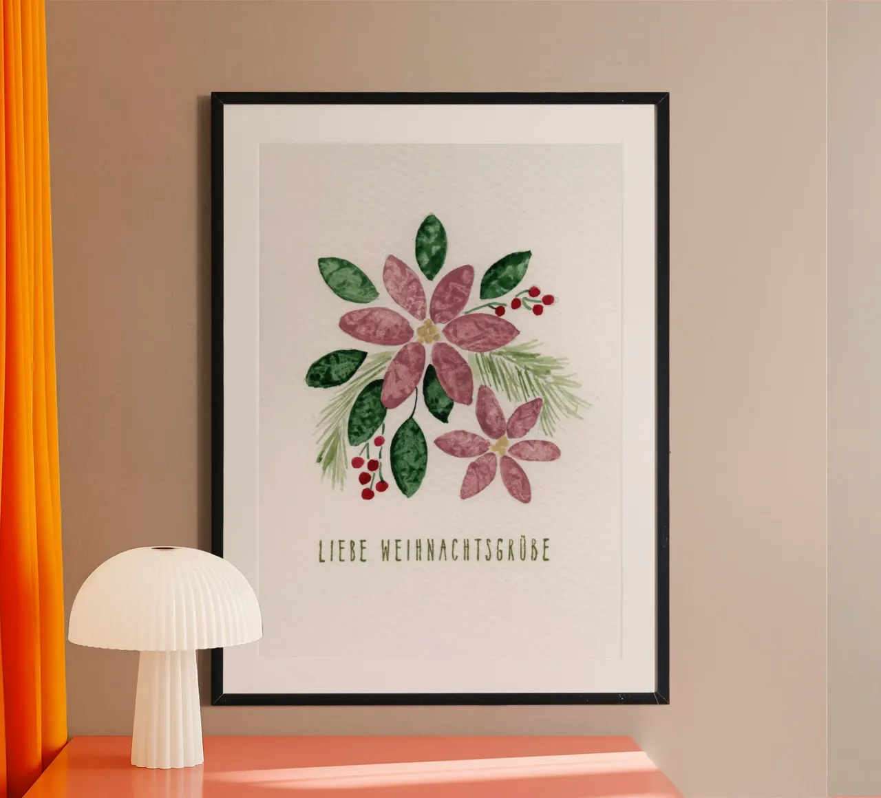 Weihnachtsgrüße poster with aluminum frame by Nathys_illustration