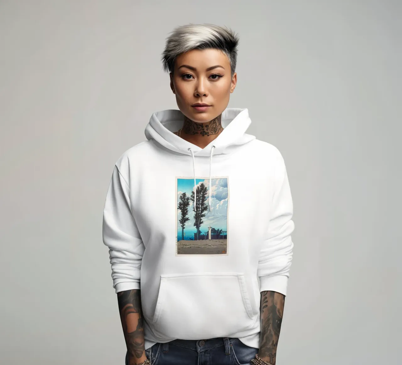 Kanda Myōjin Shrine Ground by Kawase Hasui felpa con cappuccio da Chérie Prints