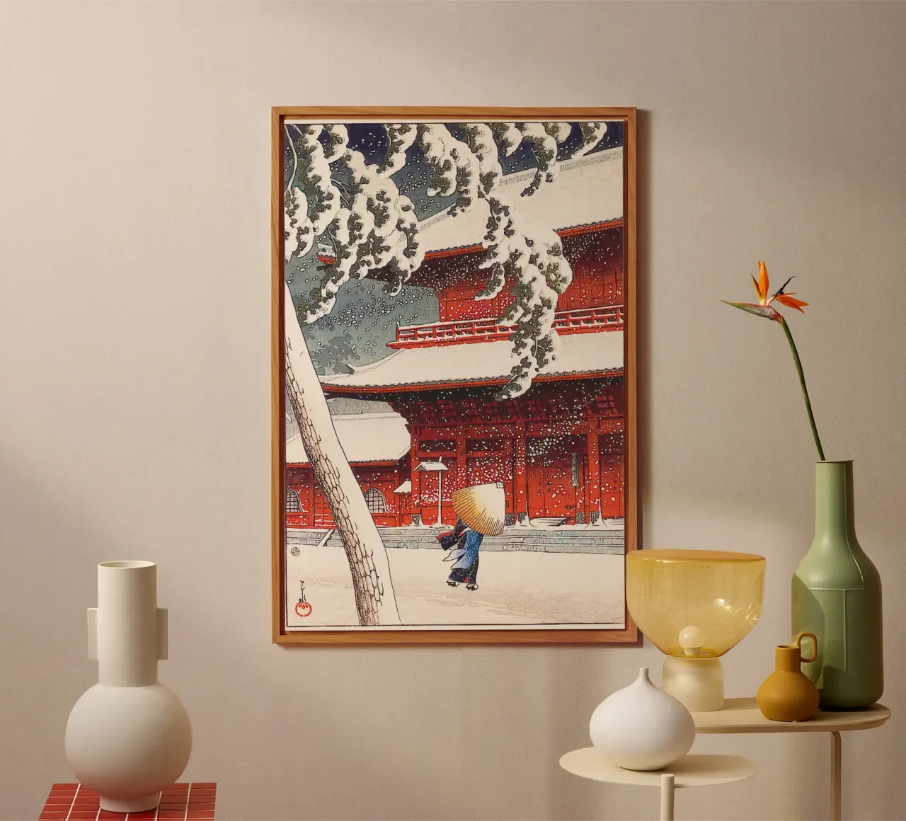 “Zojoji Temple in Shiba by Kawase Hasui alluminio dibond da Chérie Prints