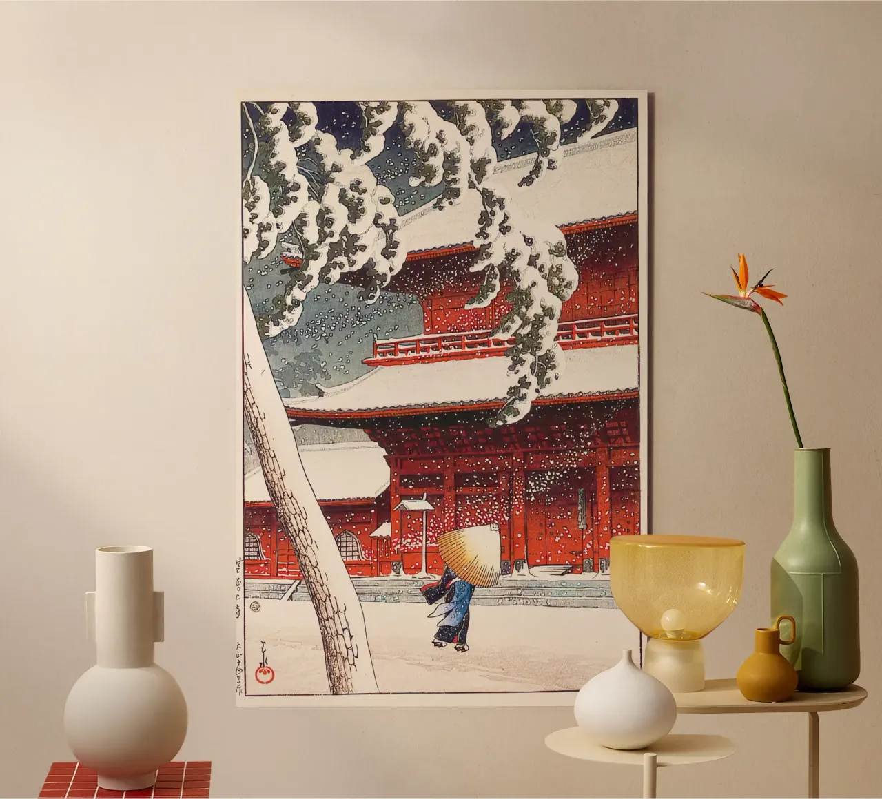 “Zojoji Temple in Shiba by Kawase Hasui alluminio dibond da Chérie Prints