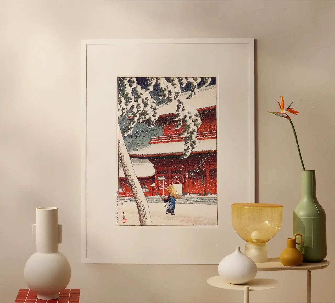 “Zojoji Temple in Shiba by Kawase Hasui carta hahnemühle da Chérie Prints