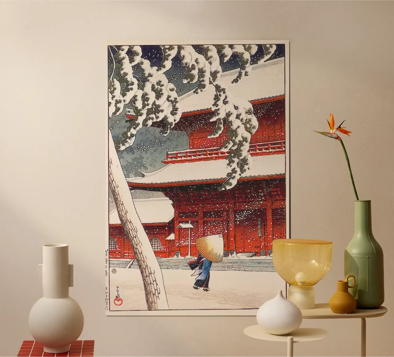 “Zojoji Temple in Shiba by Kawase Hasui carta hahnemühle da Chérie Prints