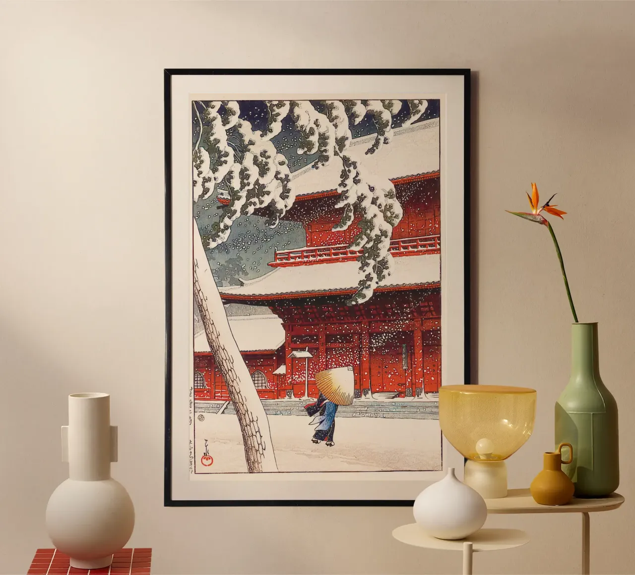 “Zojoji Temple in Shiba by Kawase Hasui carta hahnemühle da Chérie Prints