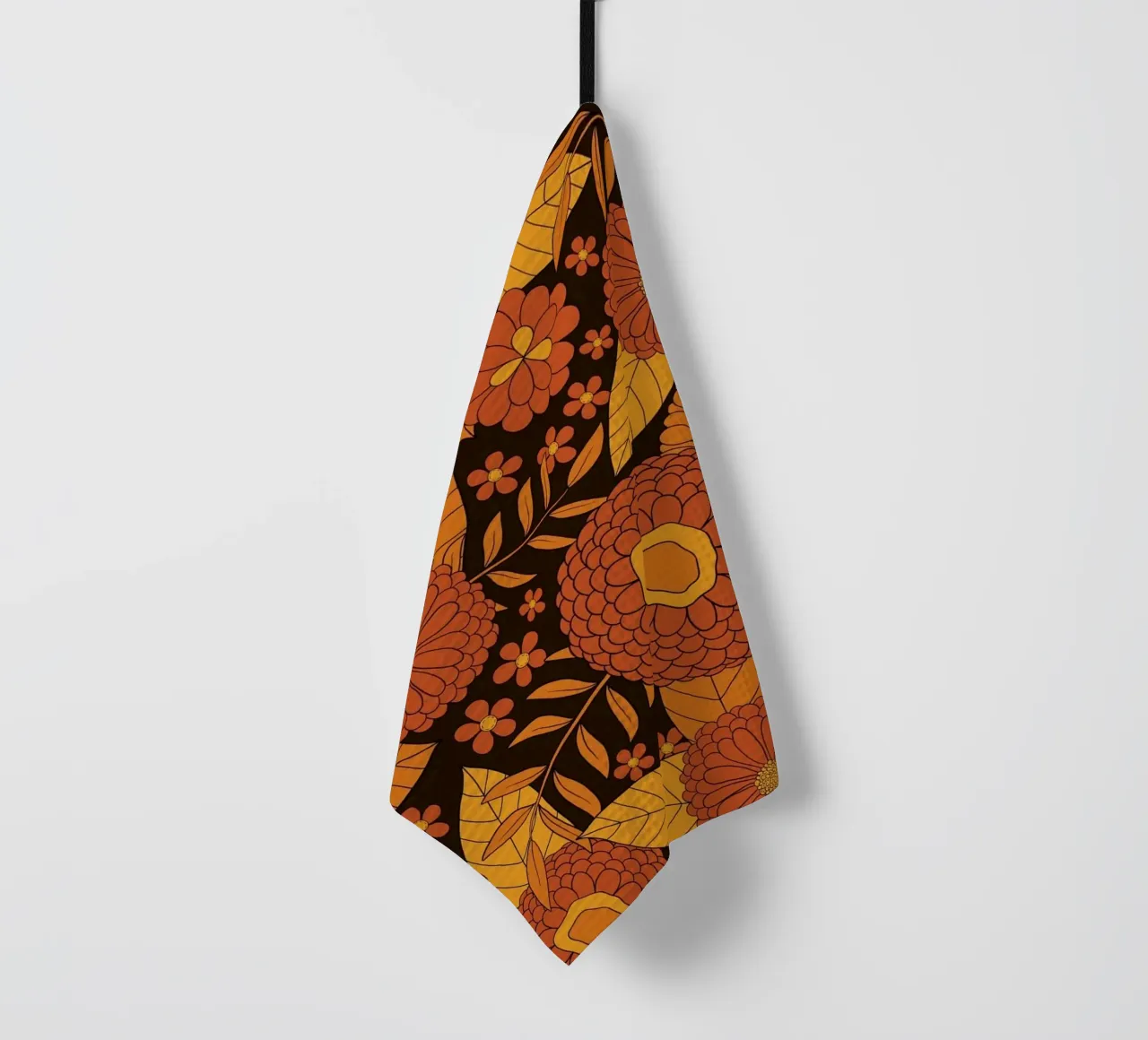 Fleurs Orange Jaune Rétro 60s torchon de Timeless moderna