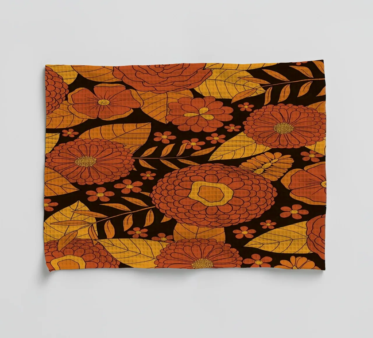 Fleurs Orange Jaune Rétro 60s torchon de Timeless moderna