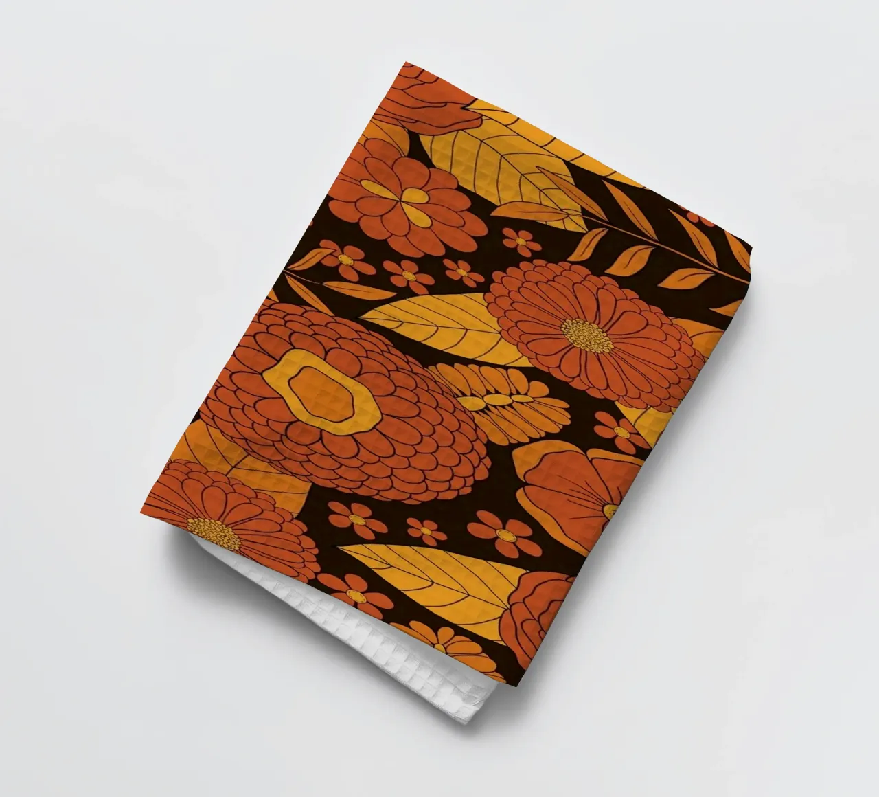 Fleurs Orange Jaune Rétro 60s torchon de Timeless moderna