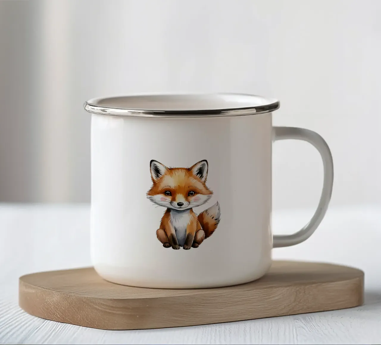 Volpe acquerellata - Simpatico poster per l'asilo nido tazza in smalto da Klitzeklein