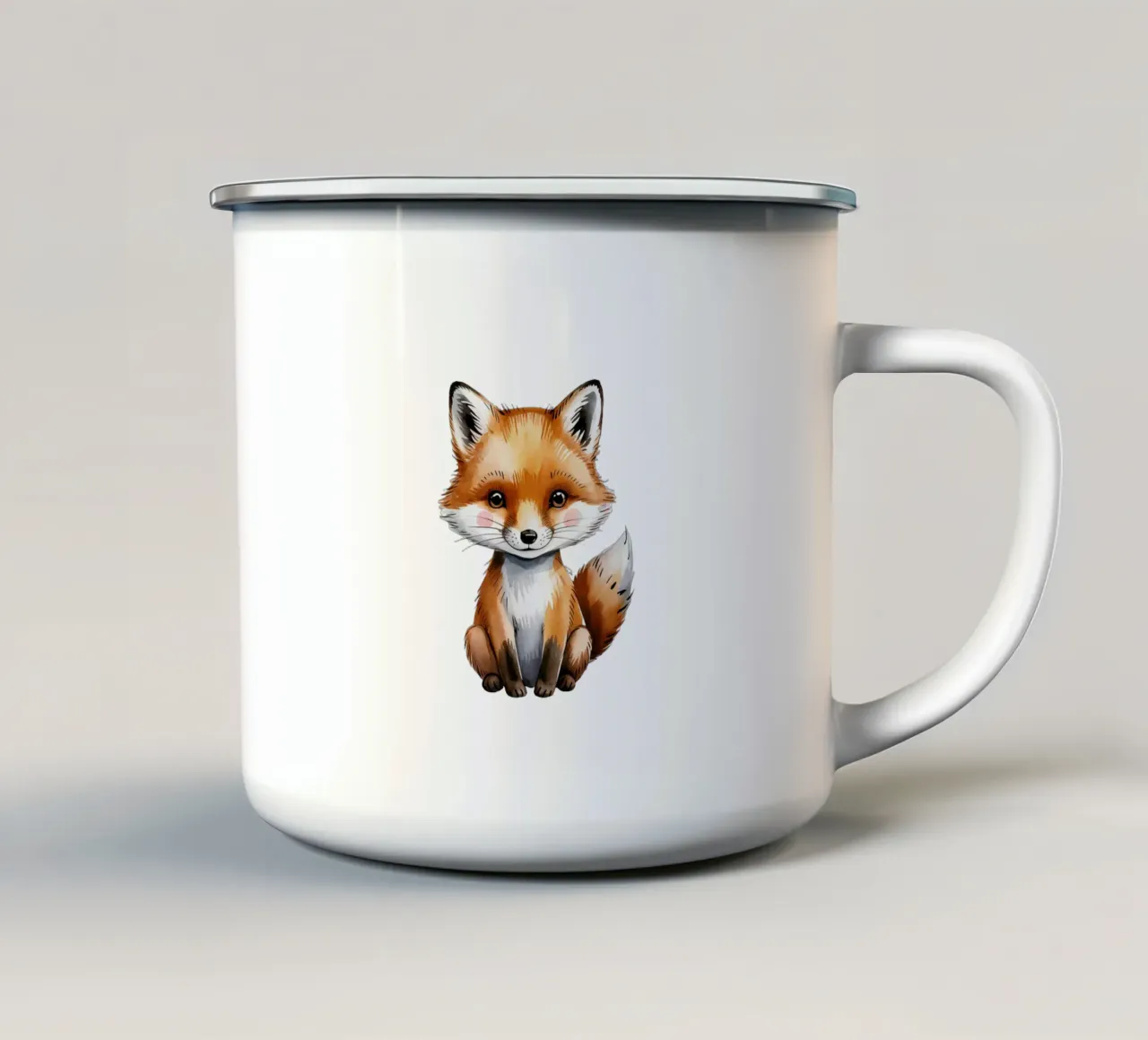 Volpe acquerellata - Simpatico poster per l'asilo nido tazza in smalto da Klitzeklein