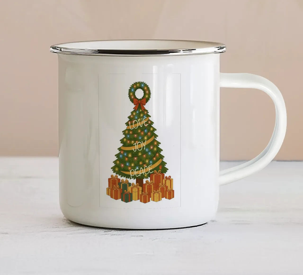 ALBERO DI NATALE CON AMORE GIOIA PACE tazza in smalto da CHRISTMAS ART