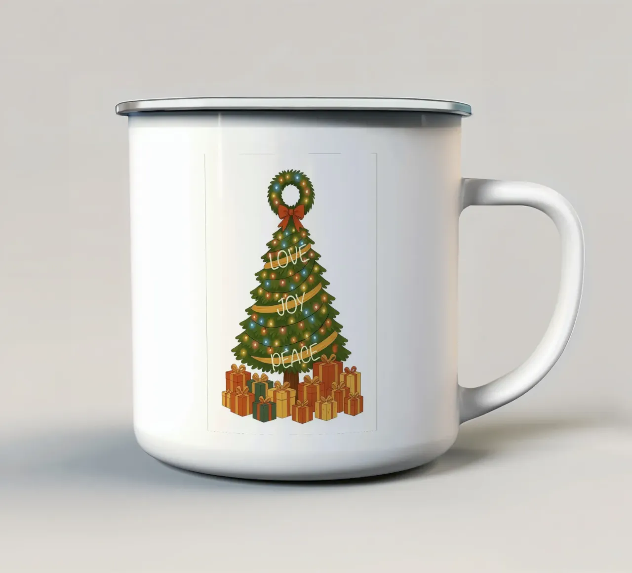 ALBERO DI NATALE CON AMORE GIOIA PACE tazza in smalto da CHRISTMAS ART