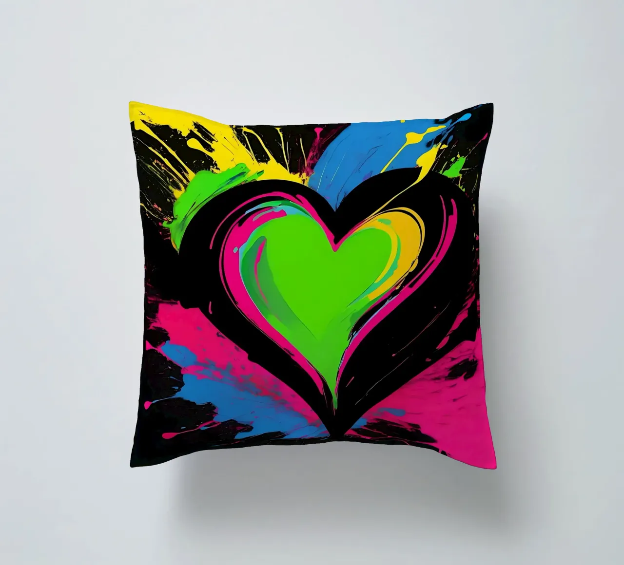 Sprazzi di colore con heart_colourful cuscino da Farbträume