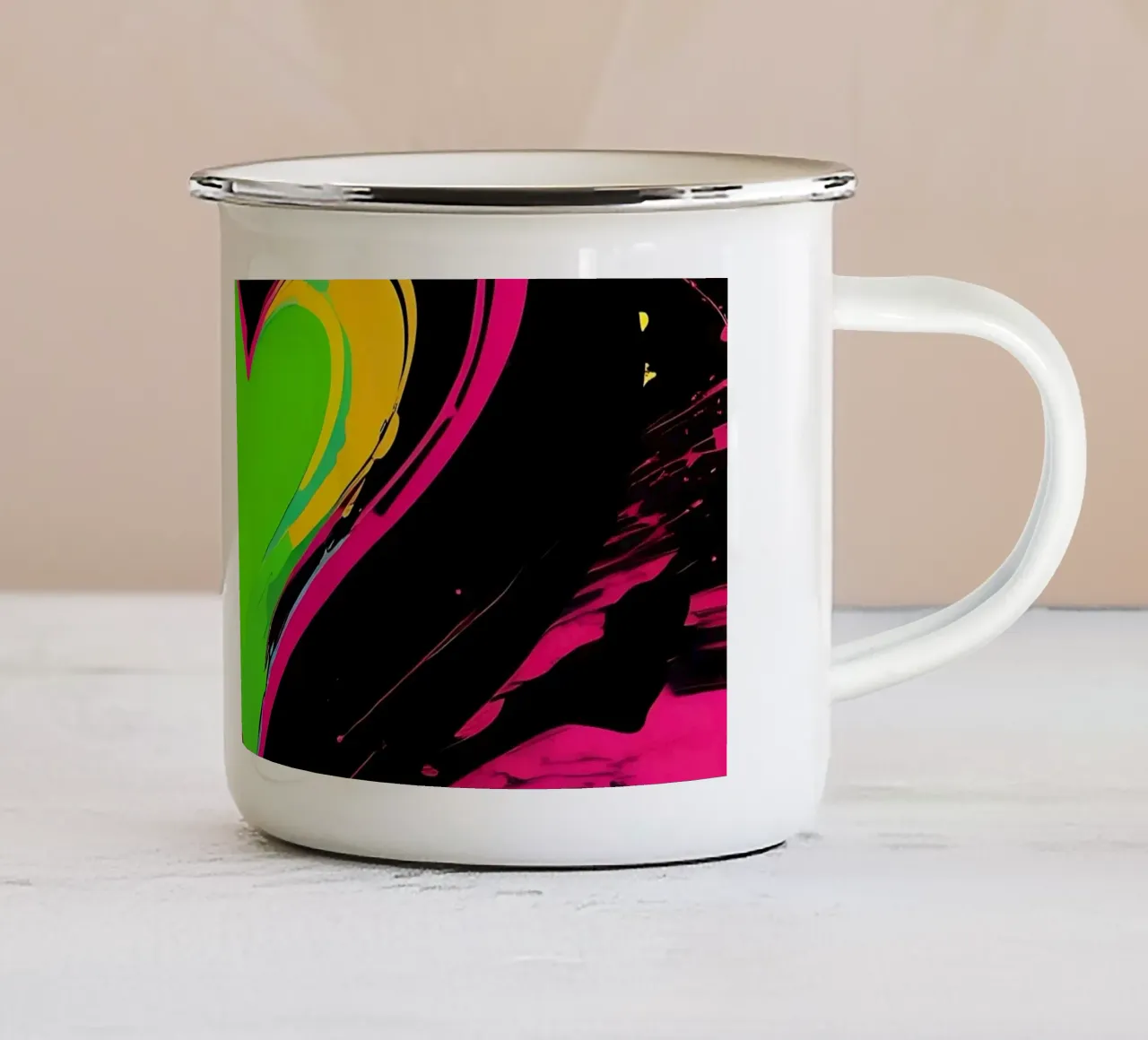 Sprazzi di colore con heart_colourful tazza in smalto da Farbträume