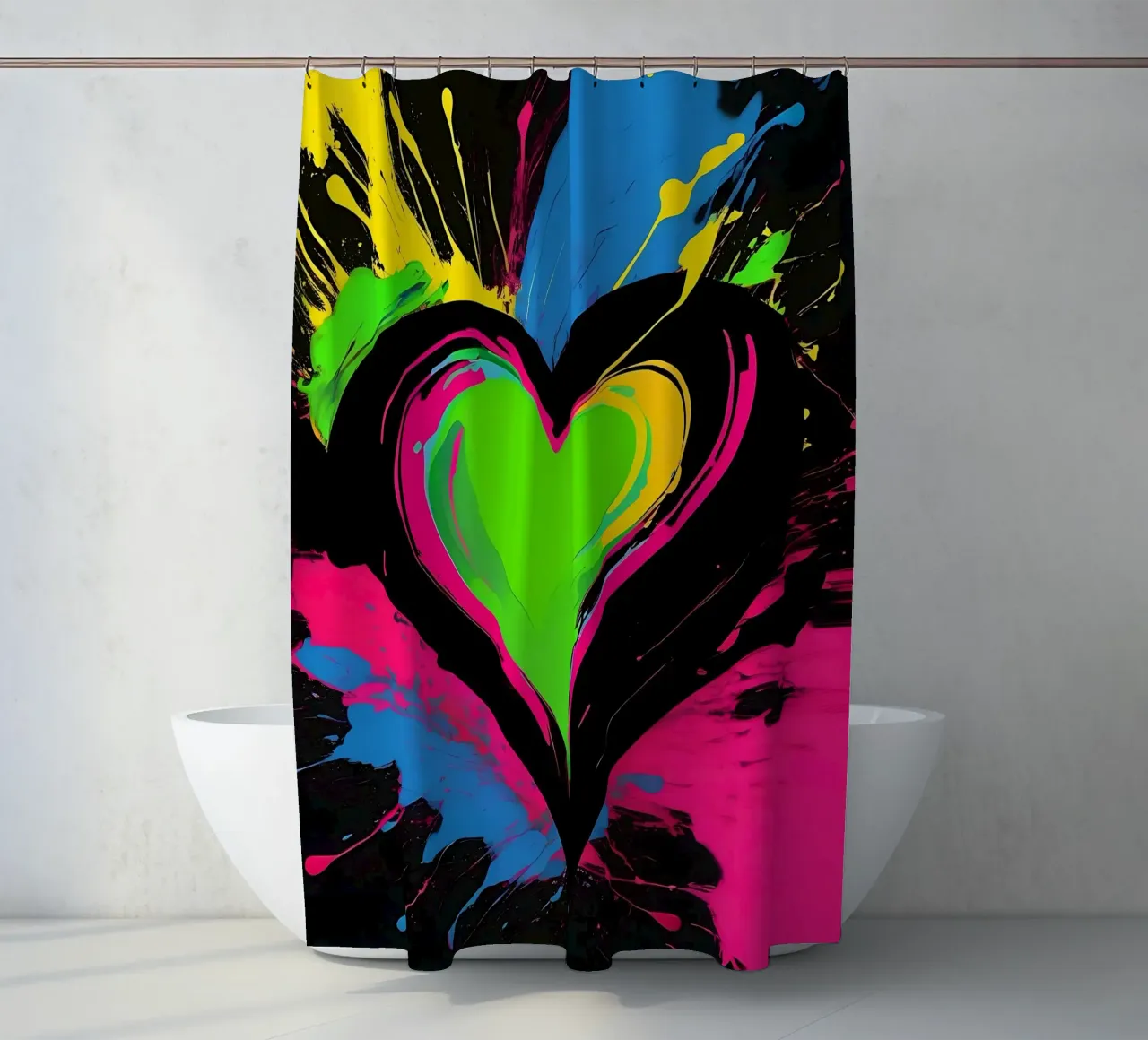 Sprazzi di colore con heart_colourful tenda da doccia da Farbträume