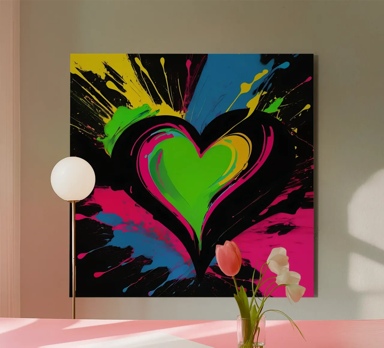 Sprazzi di colore con heart_colourful alluminio dibond da Farbträume