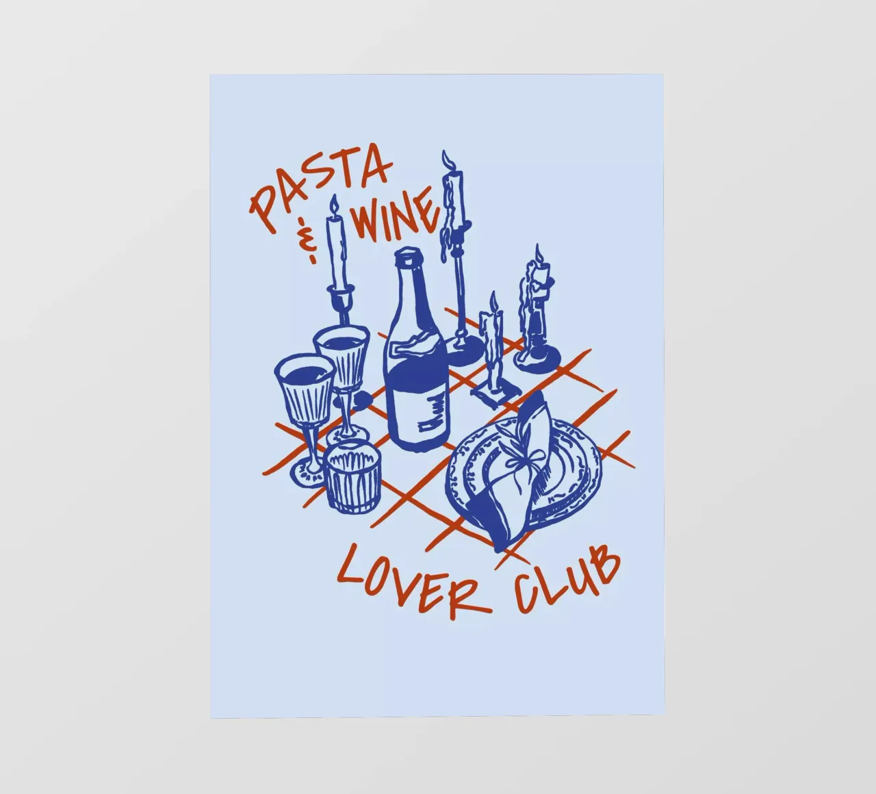 Boho Food 18 Pasta and Wine pellicola backlit da Boho Print Collection