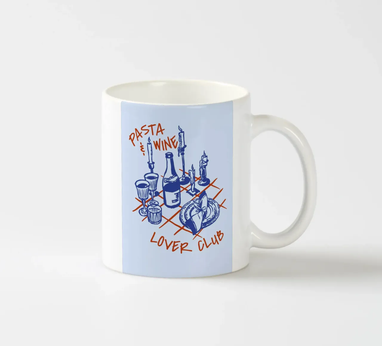 Boho Food 18 Pasta and Wine tazza in ceramica da Boho Print Collection