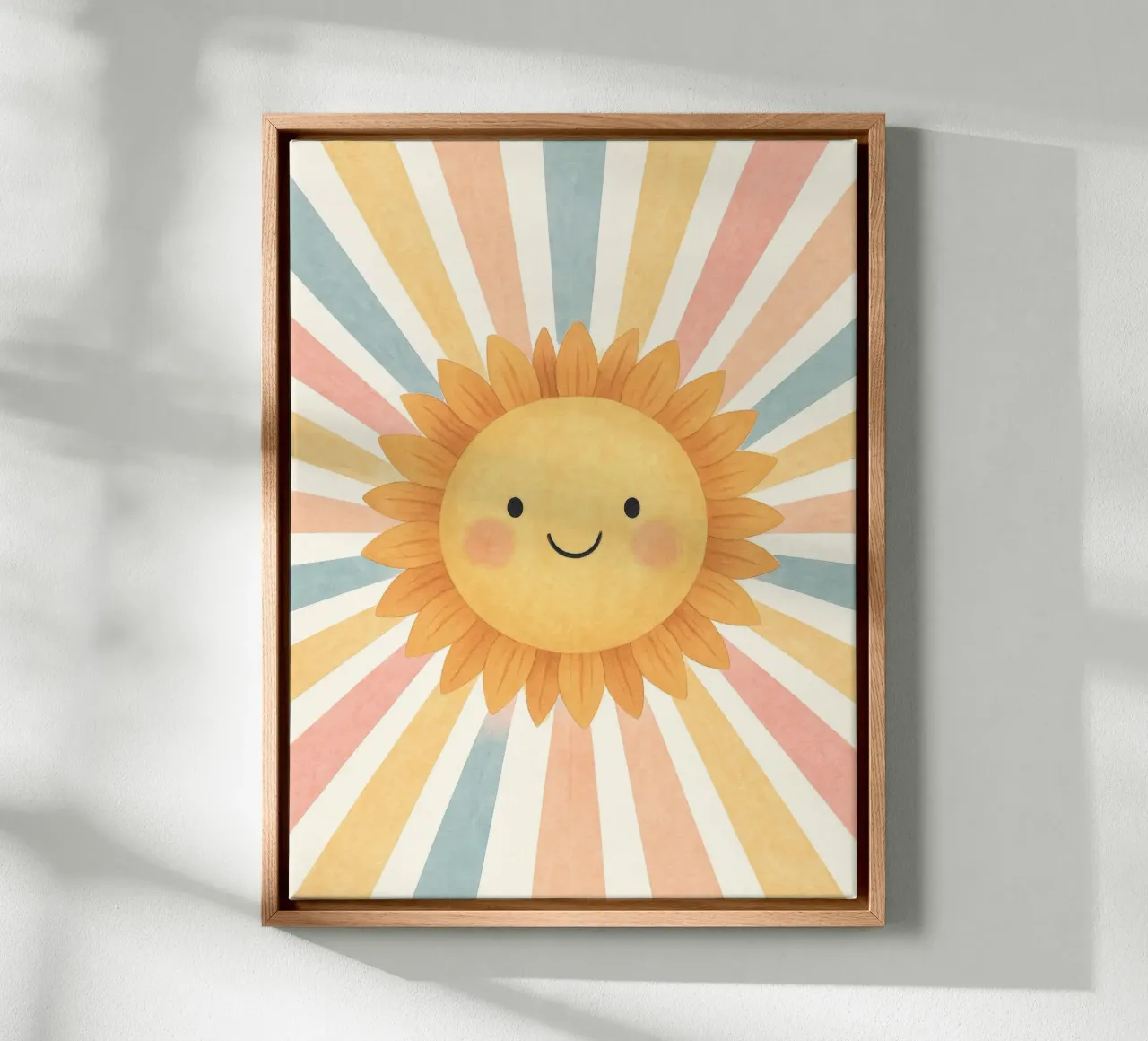 Lachende Zonnebloem Regenboog Stralen Schattige Zon Boho Kinderkamer canvas van GentleEchoes Dreamlight