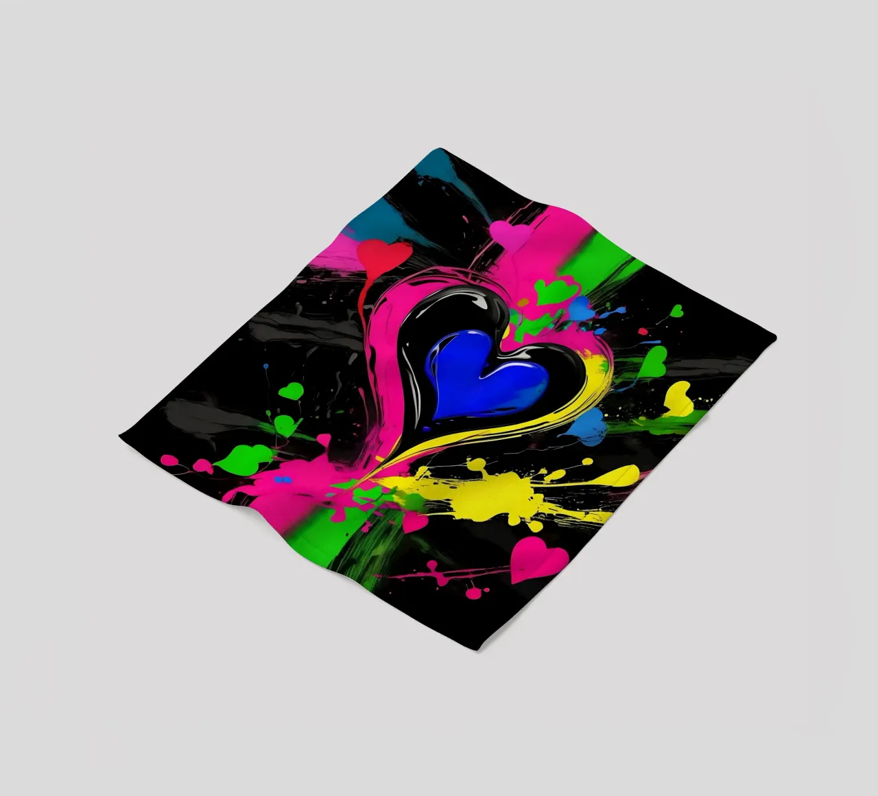 Blobs of colour with hearts_colourful fleece blanket by Farbträume