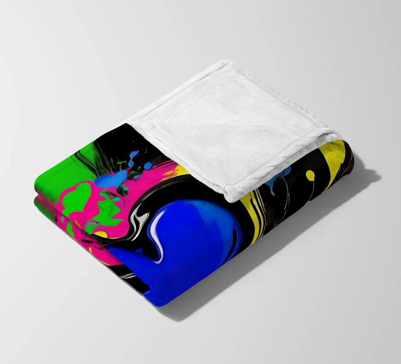 Blobs of colour with hearts_colourful fleece blanket by Farbträume