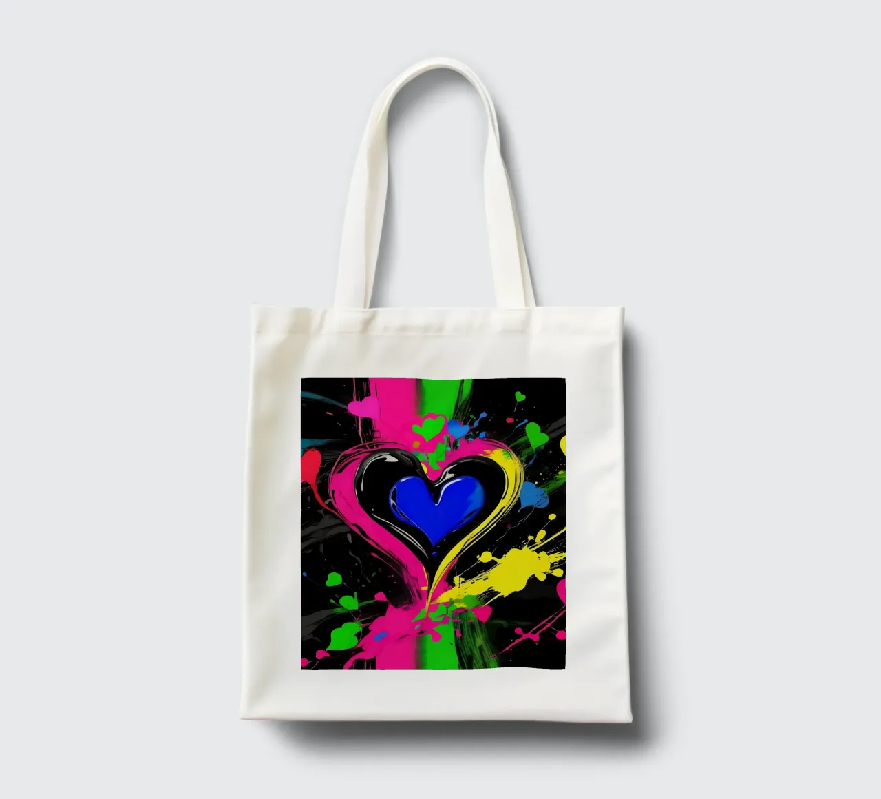Blobs of colour with hearts_colourful tote bag by Farbträume