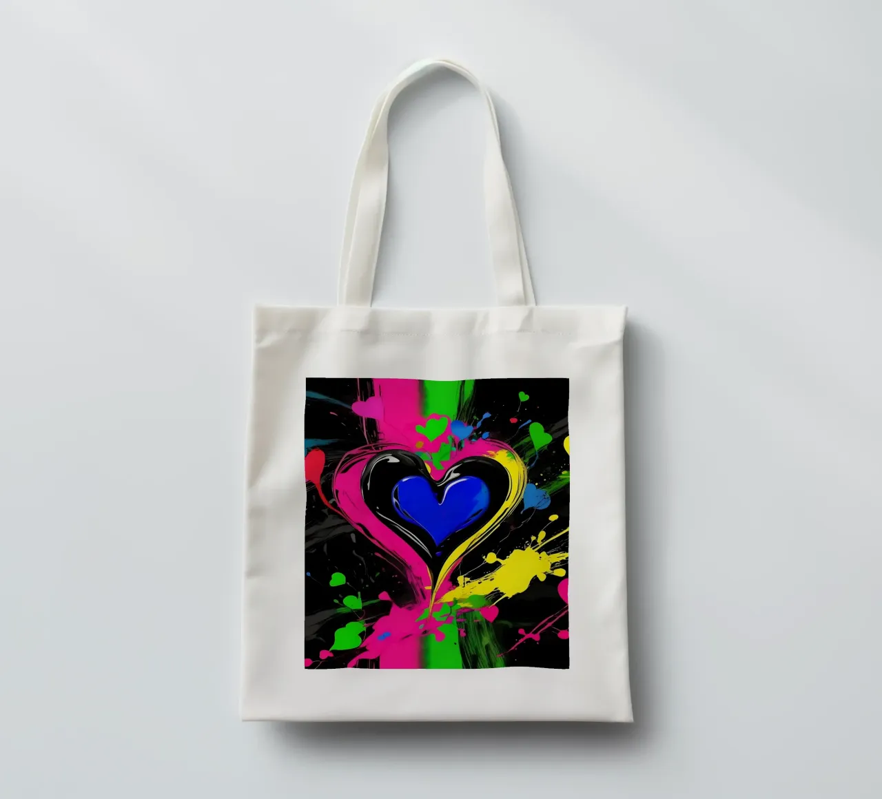 Blobs of colour with hearts_colourful tote bag by Farbträume