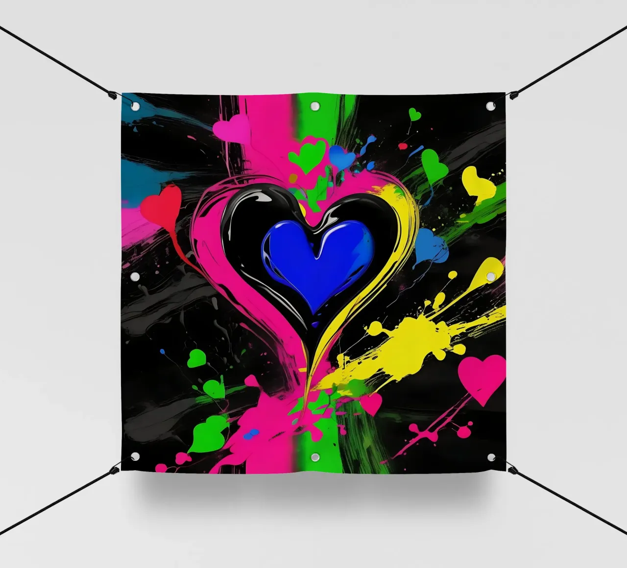 Blobs of colour with hearts_colourful pvc cover by Farbträume