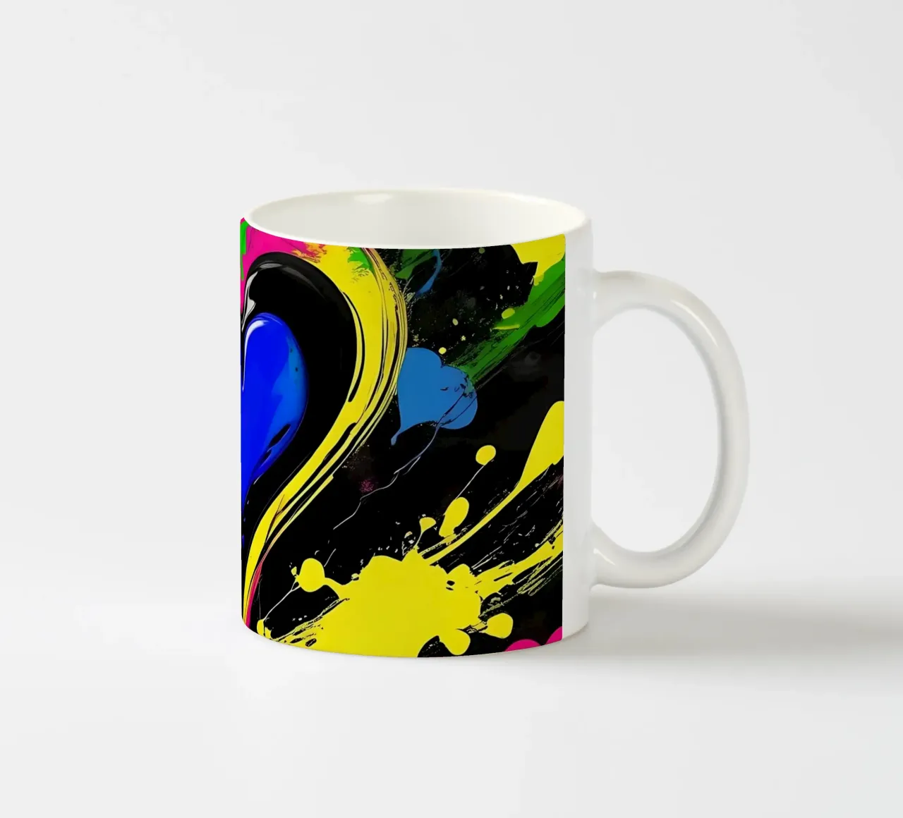 Blobs of colour with hearts_colourful ceramic mug by Farbträume
