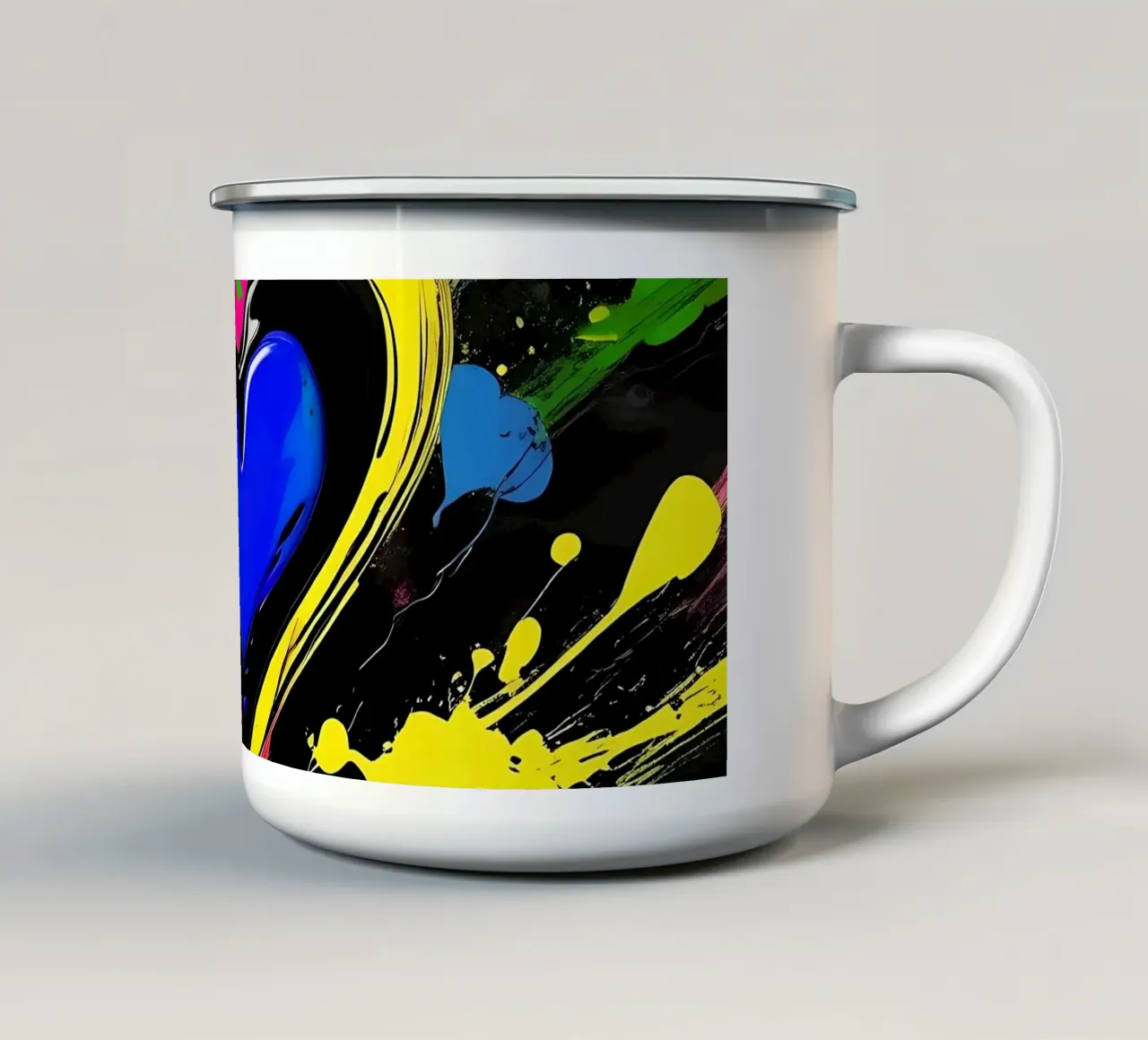 Gocce di colore con cuori_colorati tazza in smalto da Farbträume