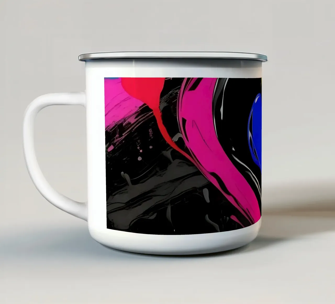 Gocce di colore con cuori_colorati tazza in smalto da Farbträume