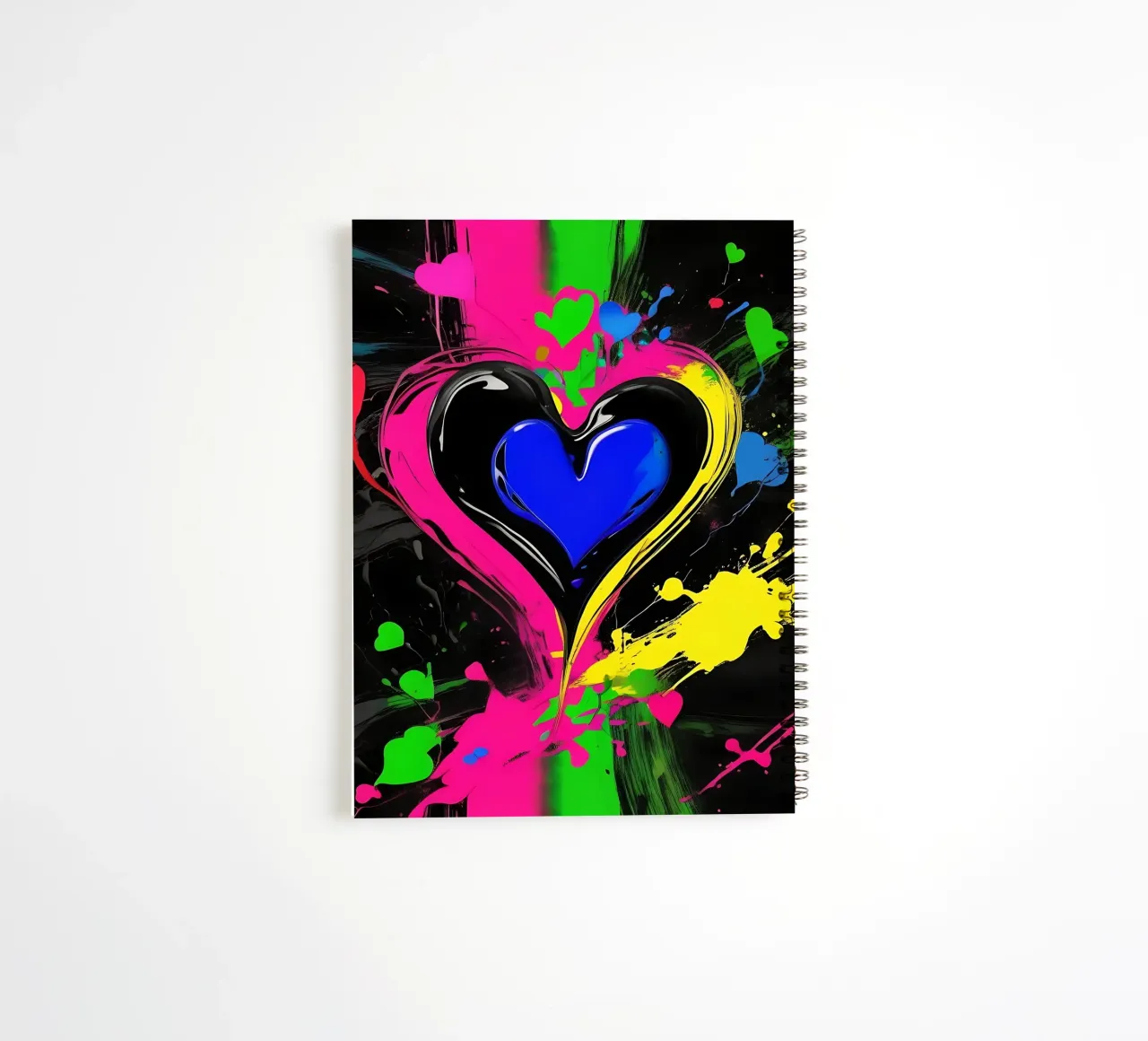 Blobs of colour with hearts_colourful spiral notebook by Farbträume
