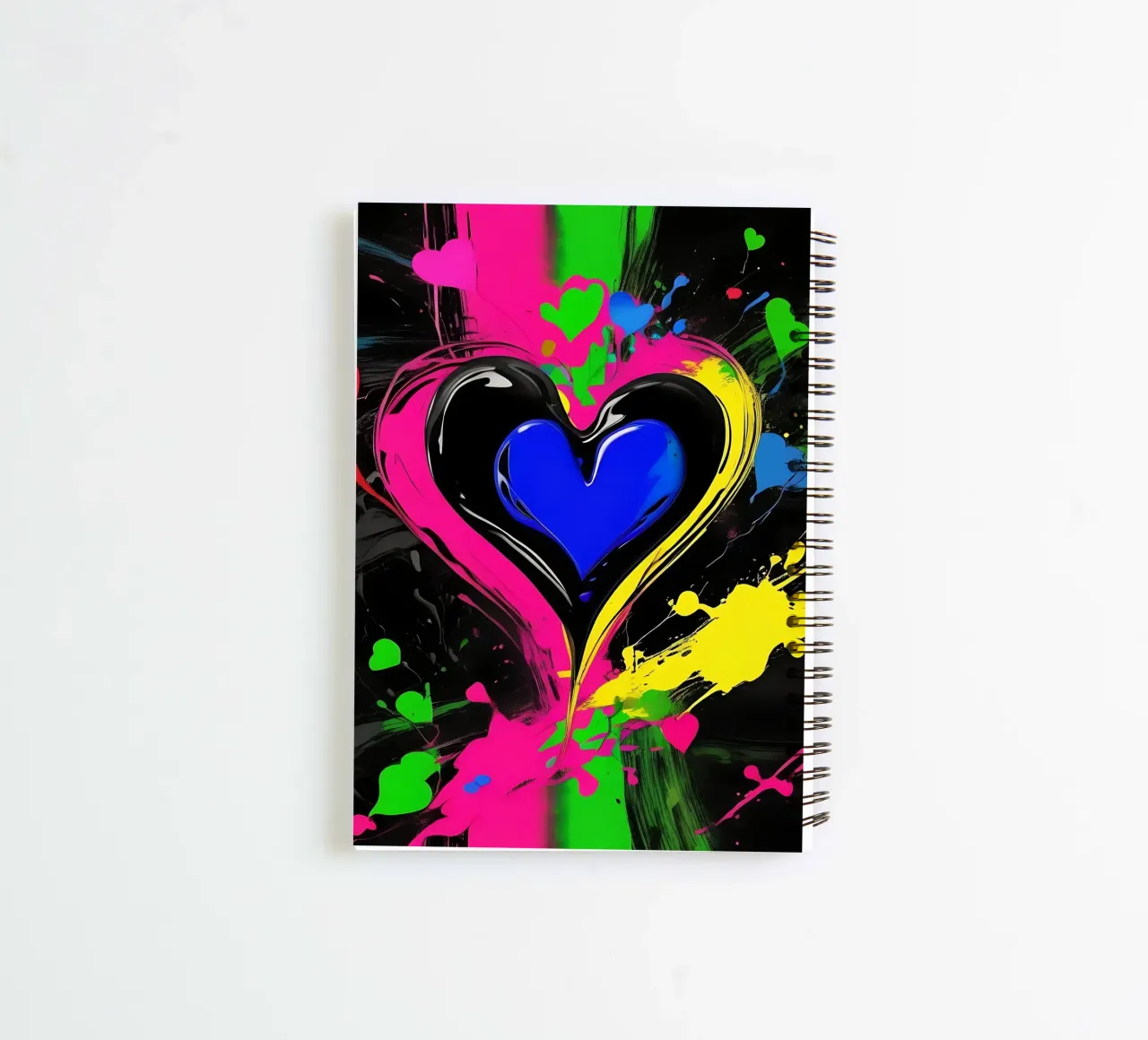 Blobs of colour with hearts_colourful spiral notebook by Farbträume
