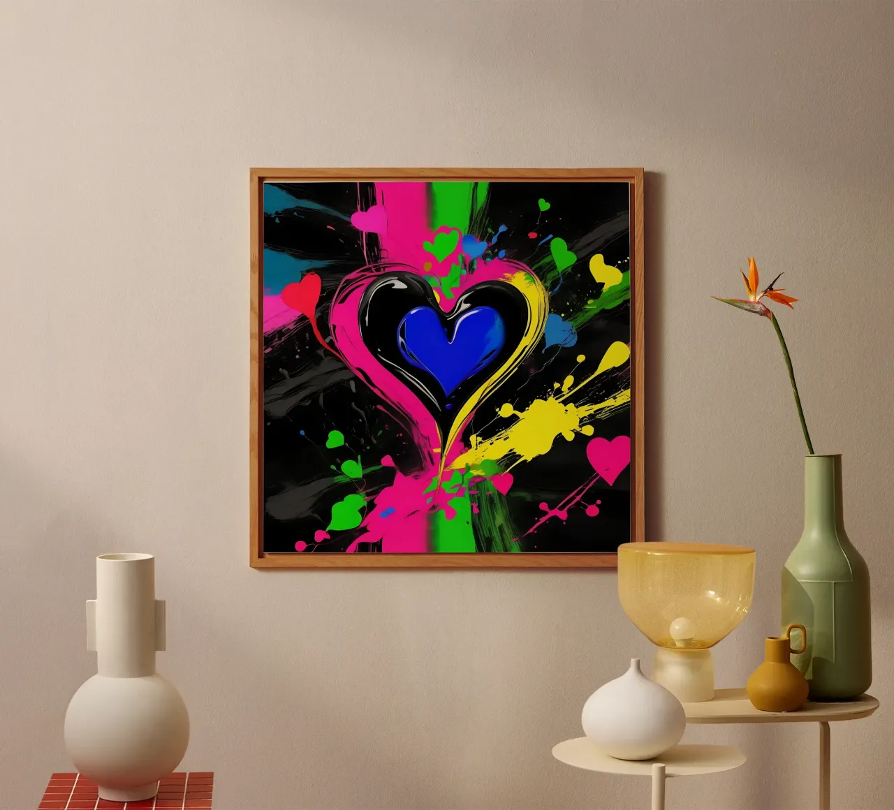 Blobs of colour with hearts_colourful alu-dibond by Farbträume
