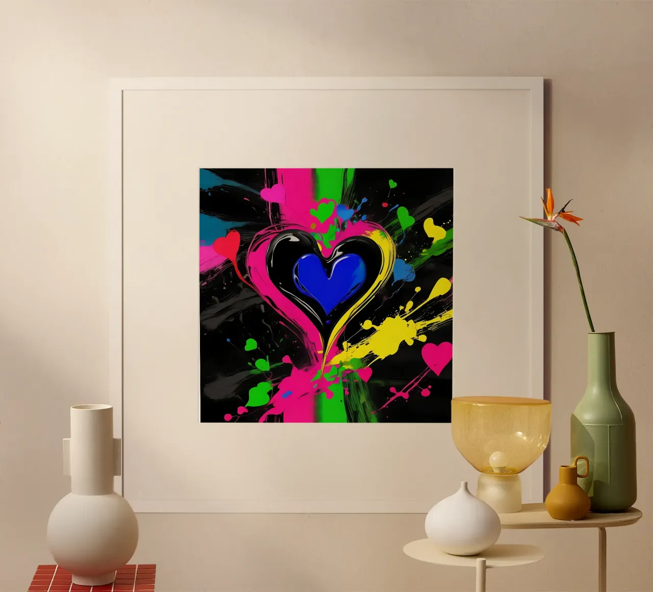 Blobs of colour with hearts_colourful hahnemühle by Farbträume