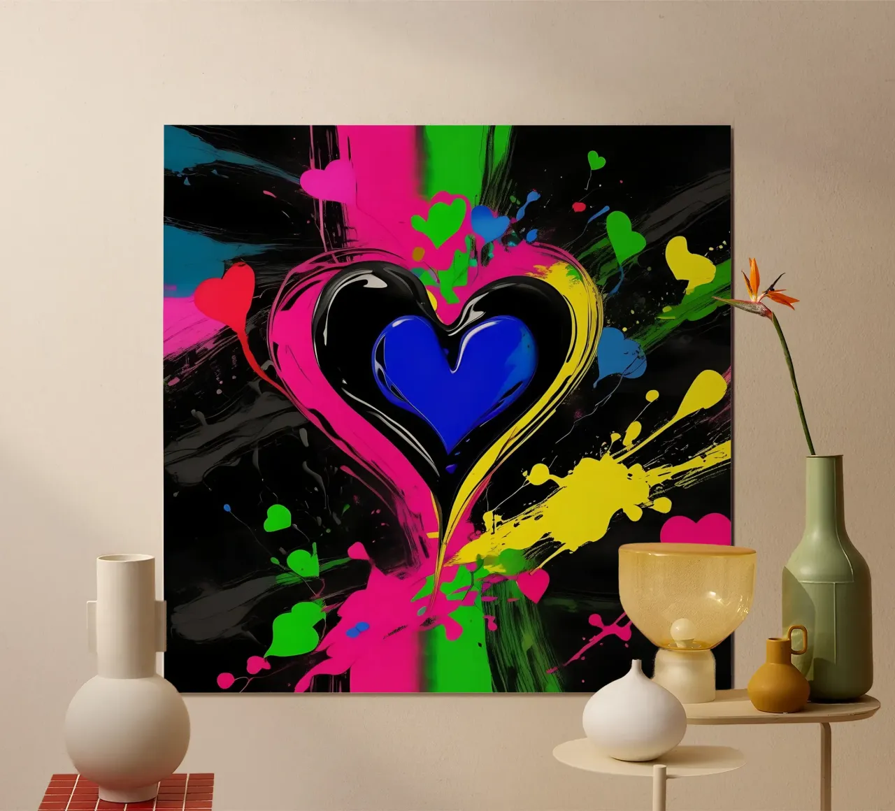 Blobs of colour with hearts_colourful hahnemühle by Farbträume